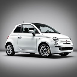 A striking Fiat 500 DolceVita in a pristine white finish, featuring sleek silver wheels