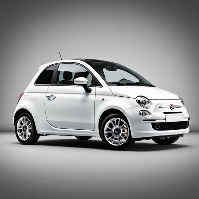 A striking Fiat 500 DolceVita in a pristine white finish, featuring sleek silver wheels