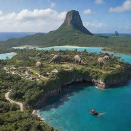 The flamboyant millionaire constructs a magnificent national park on the dinosaur-inhabited island. There are varied landscapes, viewing platforms, and picnic areas from where visitors can marvel at the majestic creatures in safety.