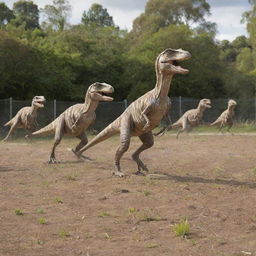 Not far from the Tyrannosaurus enclosure, a pack of nimble Velociraptors are seen behind a sturdy, 5-metre-high electric fence. Their quick, agile movement draw gasps from the viewers.