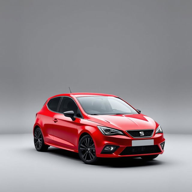 A striking Seat Ibiza in a vibrant red finish, featuring sleek black alloy wheels