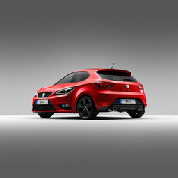 A striking Seat Ibiza in a vibrant red finish, featuring sleek black alloy wheels