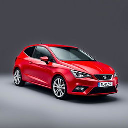 A striking Seat Ibiza in a vibrant red finish, featuring sleek silver alloy wheels