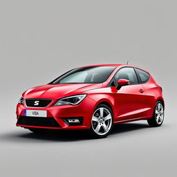 A striking Seat Ibiza in a vibrant red finish, featuring sleek silver alloy wheels