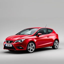 A striking Seat Ibiza in a vibrant red finish, featuring sleek silver alloy wheels