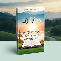 Cover design for a book titled '40 Dias Refletindo Sobre Finanças e Propósito' by author Sandro Candido