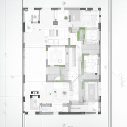 A detailed, architectural map of a home on a 30ft by 17ft rectangular space. The layout includes two bedrooms, one kitchen, and two bathrooms.