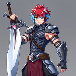 A human fighter brandishing a massive buster sword, elevated in a fierce and determined pose