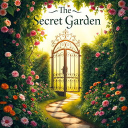 An enchanting book cover design for 'The Secret Garden'