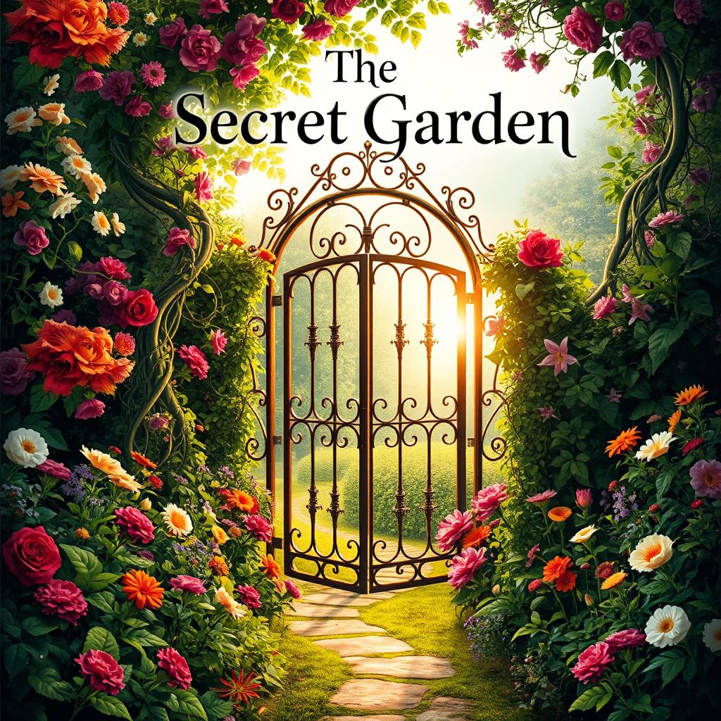 An enchanting book cover design for 'The Secret Garden'