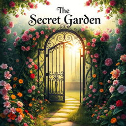 An enchanting book cover design for 'The Secret Garden'