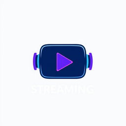 A sleek and modern logo design for a streaming channel, featuring a stylized play button integrated with streaming waves in vibrant colors like blue and purple