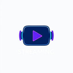 A sleek and modern logo design for a streaming channel, featuring a stylized play button integrated with streaming waves in vibrant colors like blue and purple