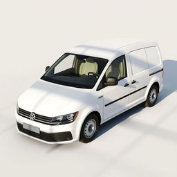 A Volkswagen Caddy Industrial, white, parked prominently on a light gray background