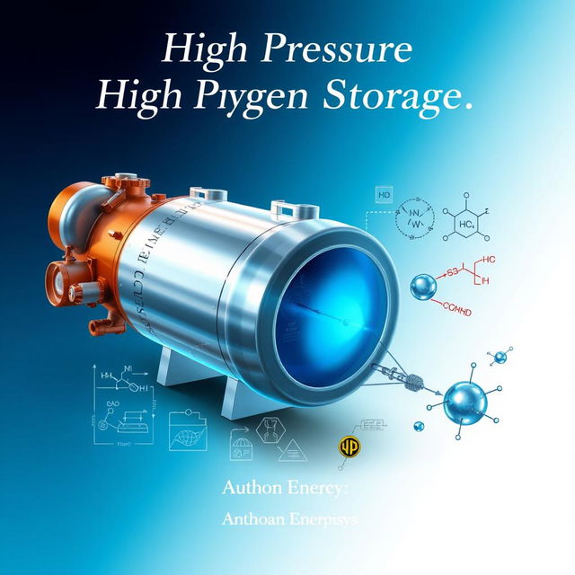 A visually striking front cover for an academic book, featuring a detailed illustration of a high pressure hydrogen storage vessel