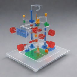 A 3D model of a student's science project composed of an innovative acrylic design. The project includes a mechanism to test magnetism with various objects included for testing.