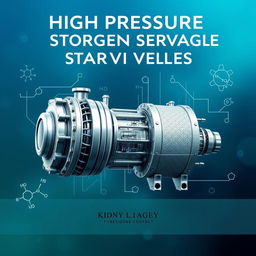 A detailed and creative front cover design for an academic book focusing on high pressure hydrogen storage vessels