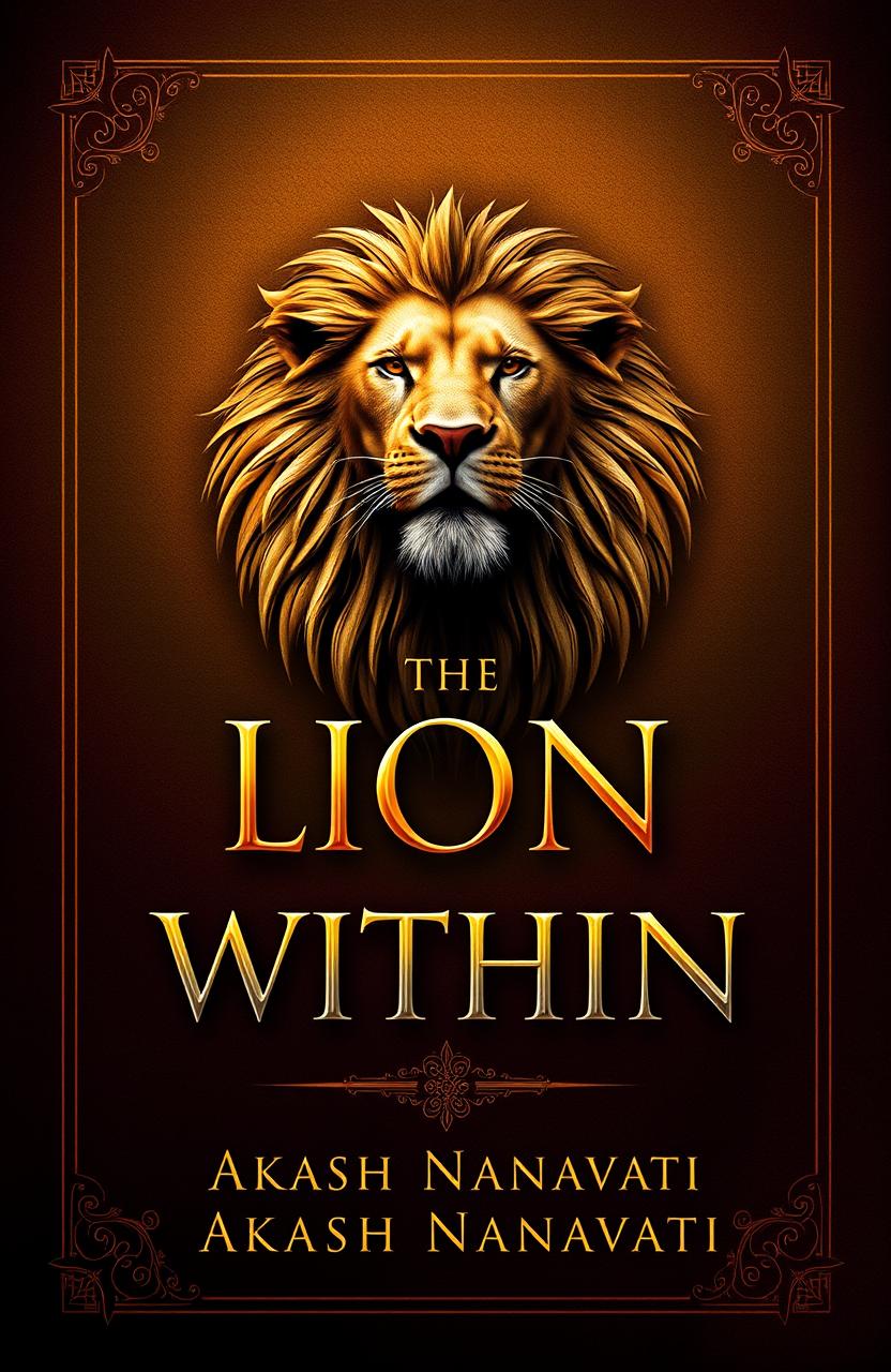 An elegant and captivating book cover design featuring a majestic lion symbolizing strength and resilience, set against a rich, textured background that suggests depth and sophistication