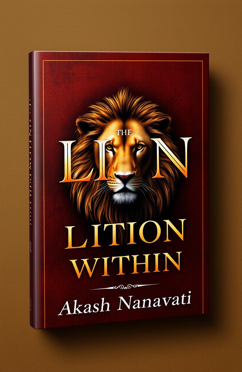 An elegant and captivating book cover design featuring a majestic lion symbolizing strength and resilience, set against a rich, textured background that suggests depth and sophistication