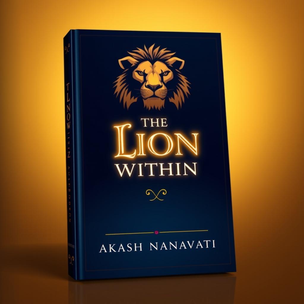 An elegant book cover design featuring a powerful lion, representing inner strength and courage, beautifully illustrated in a stylized manner