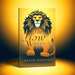 An elegant book cover design featuring a powerful lion, representing inner strength and courage, beautifully illustrated in a stylized manner