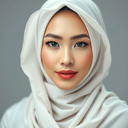 An artistic depiction of an Indonesian woman wearing a stylish hijab, gracefully highlighting her elegance and beauty