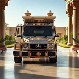 A Mercedes G-Class designed in the Mansory style, featuring elements inspired by Achaemenid (Persian) architecture and art