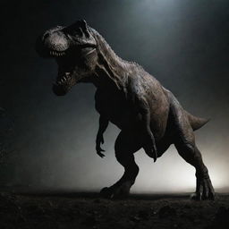 After a nerve-wracking chase, the terrifying Tyrannosaurus Rex finally leaves the area near the lab. Its colossal silhouette slowly fades into the darkness, its fearsome roars diminishing with distance.