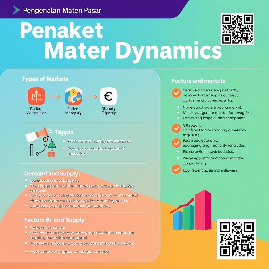 Design a poster for a market dynamics module titled 'Pengenalan Materi Pasar'