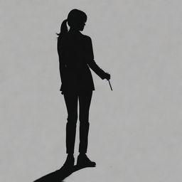 A detailed silhouette of a person standing, casting a long shadow, with a lollipop in hand.