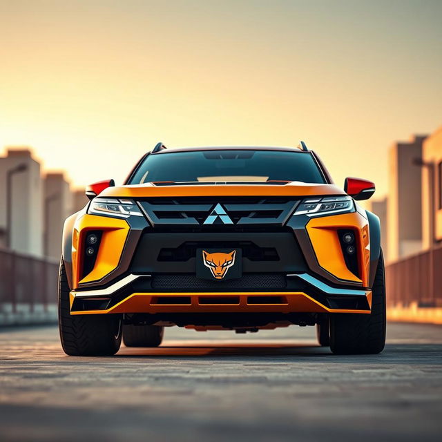 A stunning concept vehicle combining the rugged design elements of a Mitsubishi Pajero and the sleek, aerodynamic features of a Lamborghini Aventador