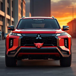 A stunning concept vehicle combining the rugged design elements of a Mitsubishi Pajero and the sleek, aerodynamic features of a Lamborghini Aventador