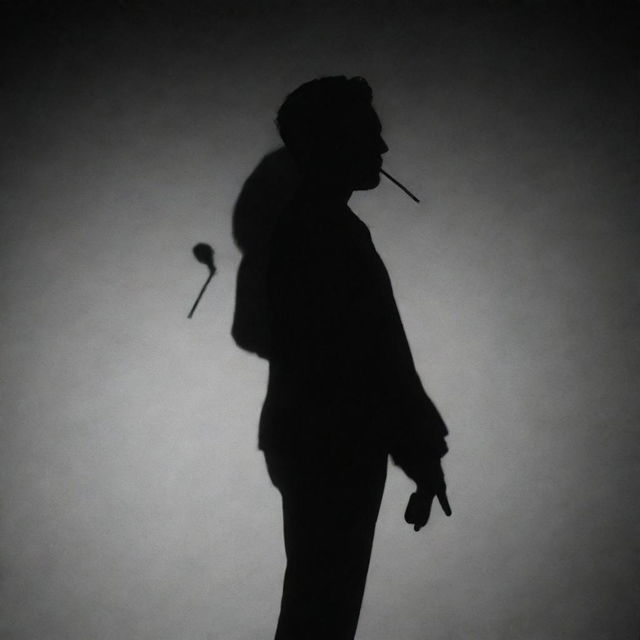 A dramatic portrayal of the character Cid from Eminence in Shadow, standing imposingly with a lollipop in hand, contrasted by piercing shadows.