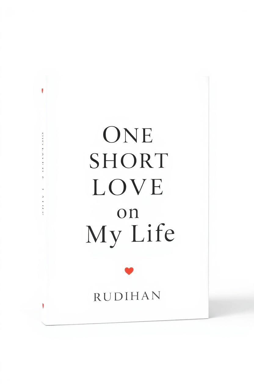 A minimalist book cover design for a love story titled "One Short Love of My Life" by author Rudhan