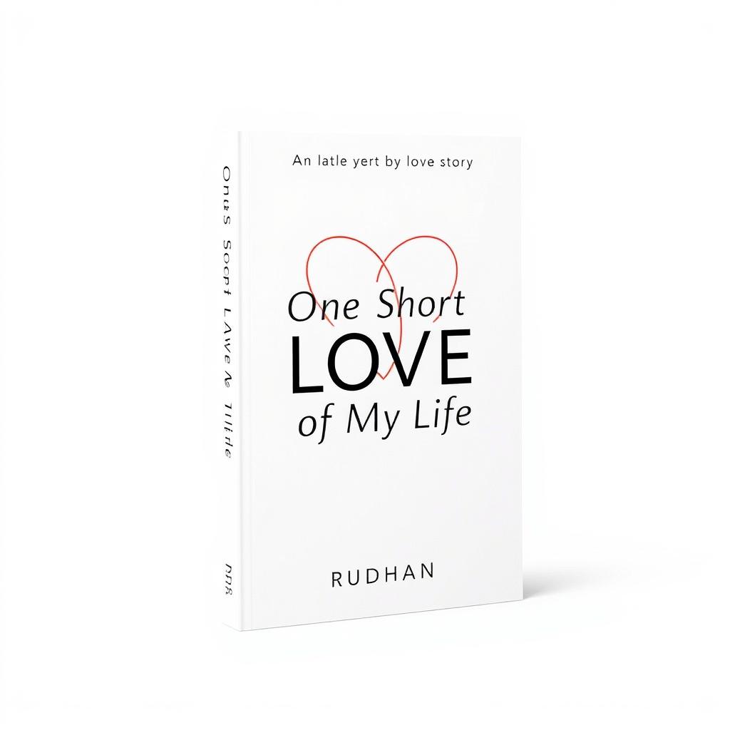 A modern book cover design for a love story titled "One Short Love of My Life" by author Rudhan