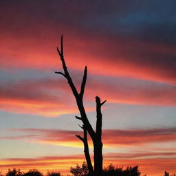 A sharp, black silhouette against a vibrant sunset sky.