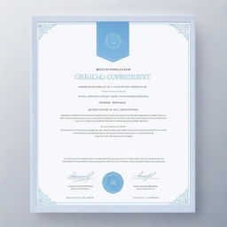 Minimalistic medical appointment certificate with elegance. Background should be white, with a blend of sky-blue and gray fonts. Essential details like name, date, time and doctor's name must be included in a professional manner.