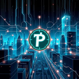 An impressive technological illustration of Pi Network, showcasing a sleek and modern digital interface that embodies the concept of cryptocurrency