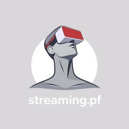 A minimalist 3D logo design featuring a stylized person wearing virtual reality glasses