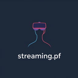 A minimalist 3D logo design featuring a stylized person wearing virtual reality glasses