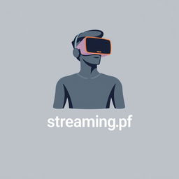 A minimalist 3D logo design featuring a stylized person wearing virtual reality glasses