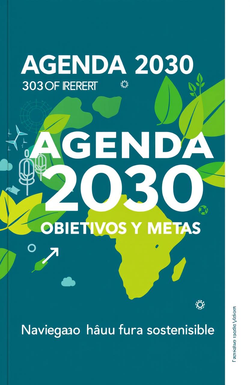 A vibrant and engaging cover for a report titled 'AGENDA 2030 - OBJETIVOS Y METAS' with the subtitle 'Navegando hacia un futuro sostenible'