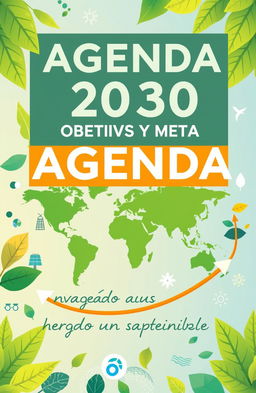 A vibrant and engaging cover for a report titled 'AGENDA 2030 - OBJETIVOS Y METAS' with the subtitle 'Navegando hacia un futuro sostenible'