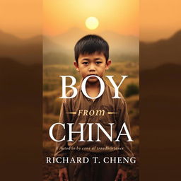 A powerful, evocative book cover for the autobiography titled 'A Boy from China' by Richard T