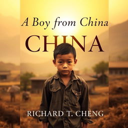 A powerful, evocative book cover for the autobiography titled 'A Boy from China' by Richard T