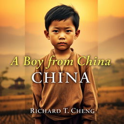 A powerful, evocative book cover for the autobiography titled 'A Boy from China' by Richard T