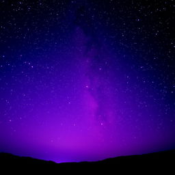 A breathtaking night sky filled with vibrant purple hues, showcasing a dazzling array of stars twinkling brightly