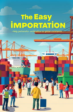 A vibrant illustration of the concept of importation, showcasing a bustling port scene with cargo ships loading goods