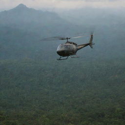 Finally, a helicopter arrives to evacuate the relieved visitors from the nightmare island. As they ascend, the sprawling landscape of the damaged Jurassic Park, along with its free-roaming dinosaurs, is visible below - a powerful reminder of their survival.