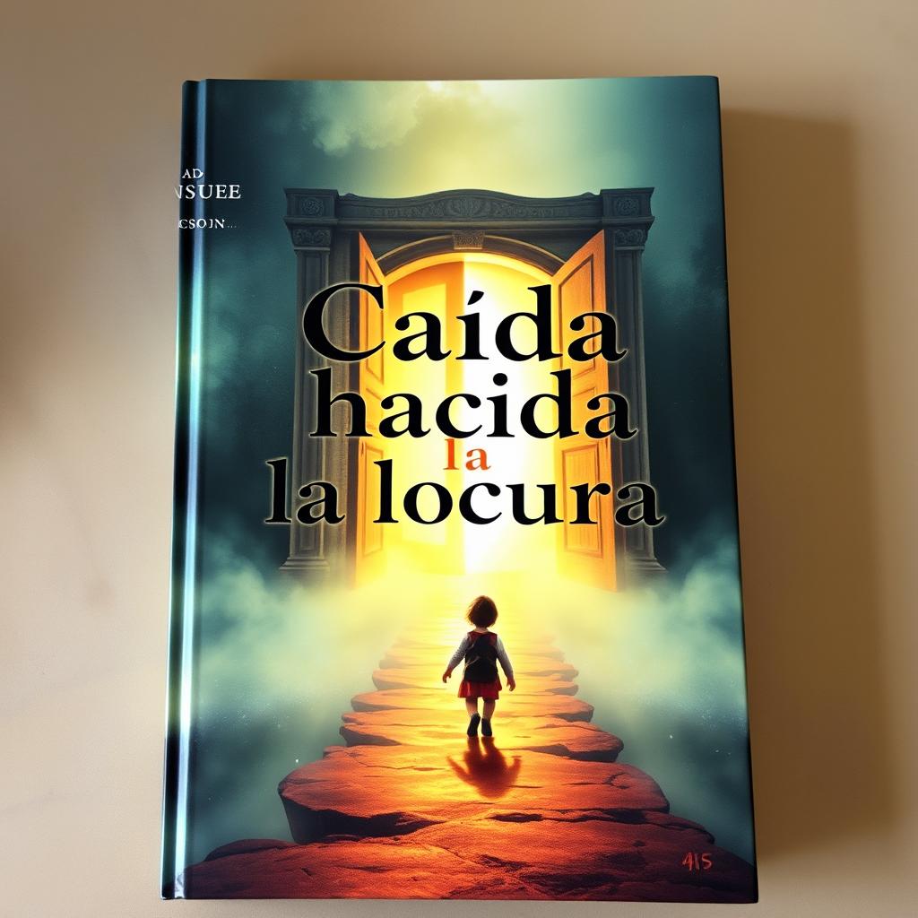 A captivating book cover featuring a child walking on a mystical path towards large, glowing doors